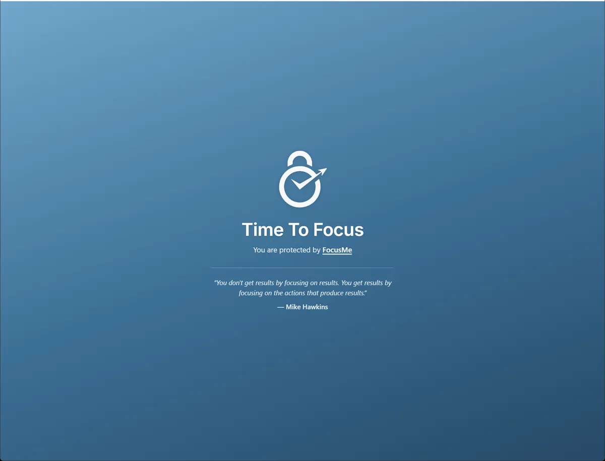 The FocusMe block page shown in place of a blocked website