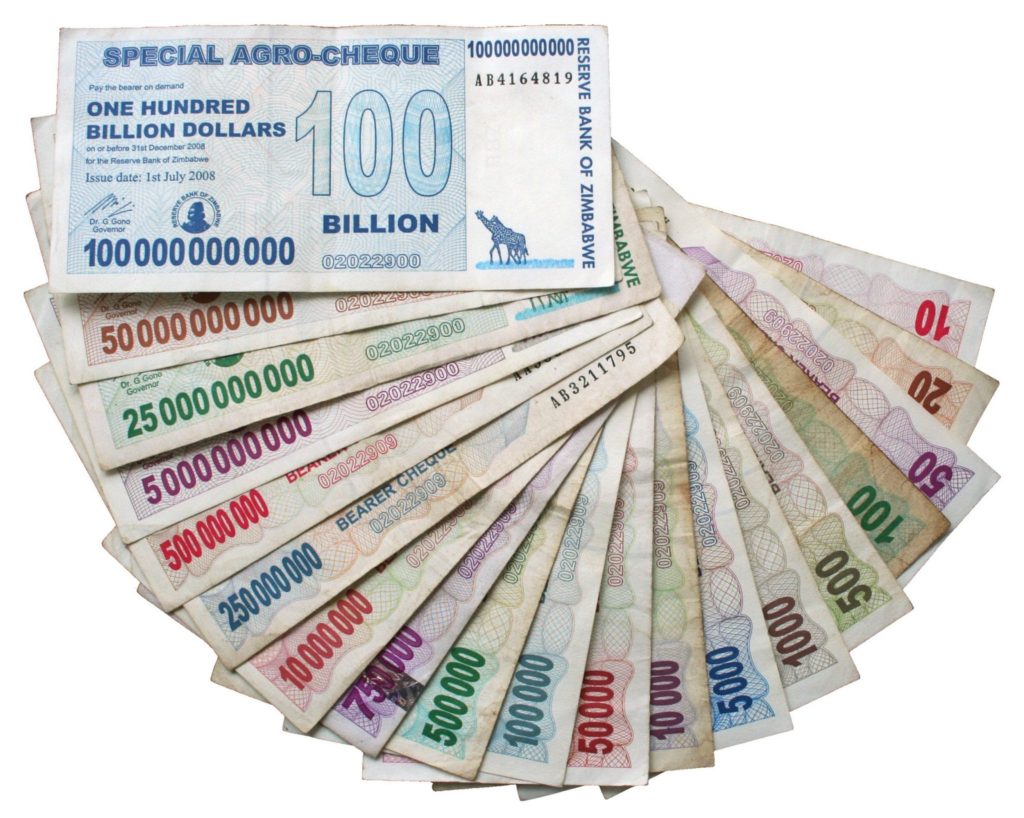 zimbabwe 100 billion dollar banknotes hyperinflation