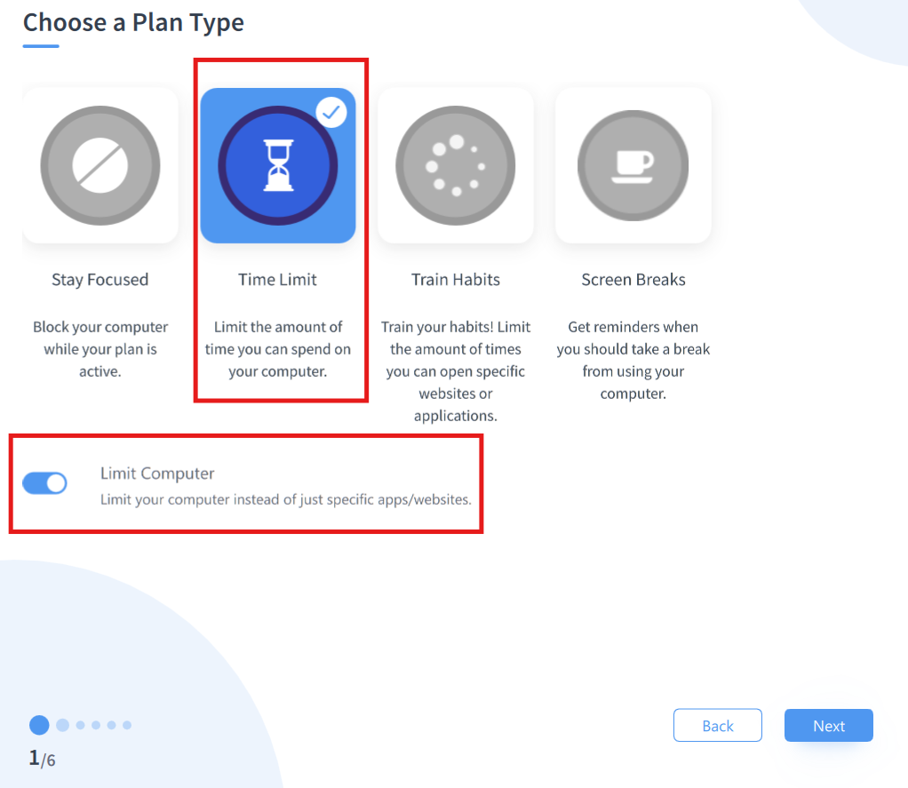 Select Time Limit and Limit Computer