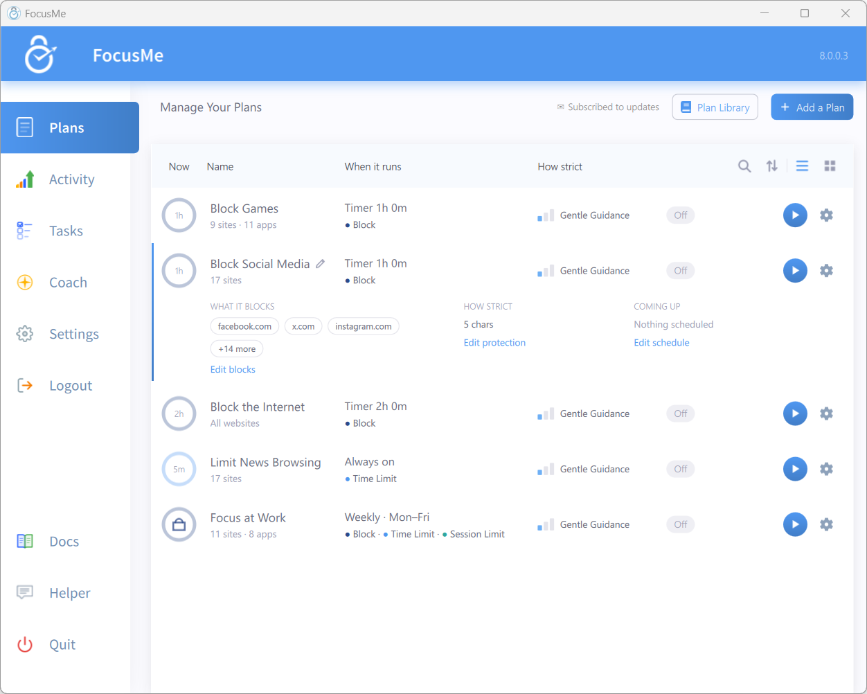 FocusMe Dashboard