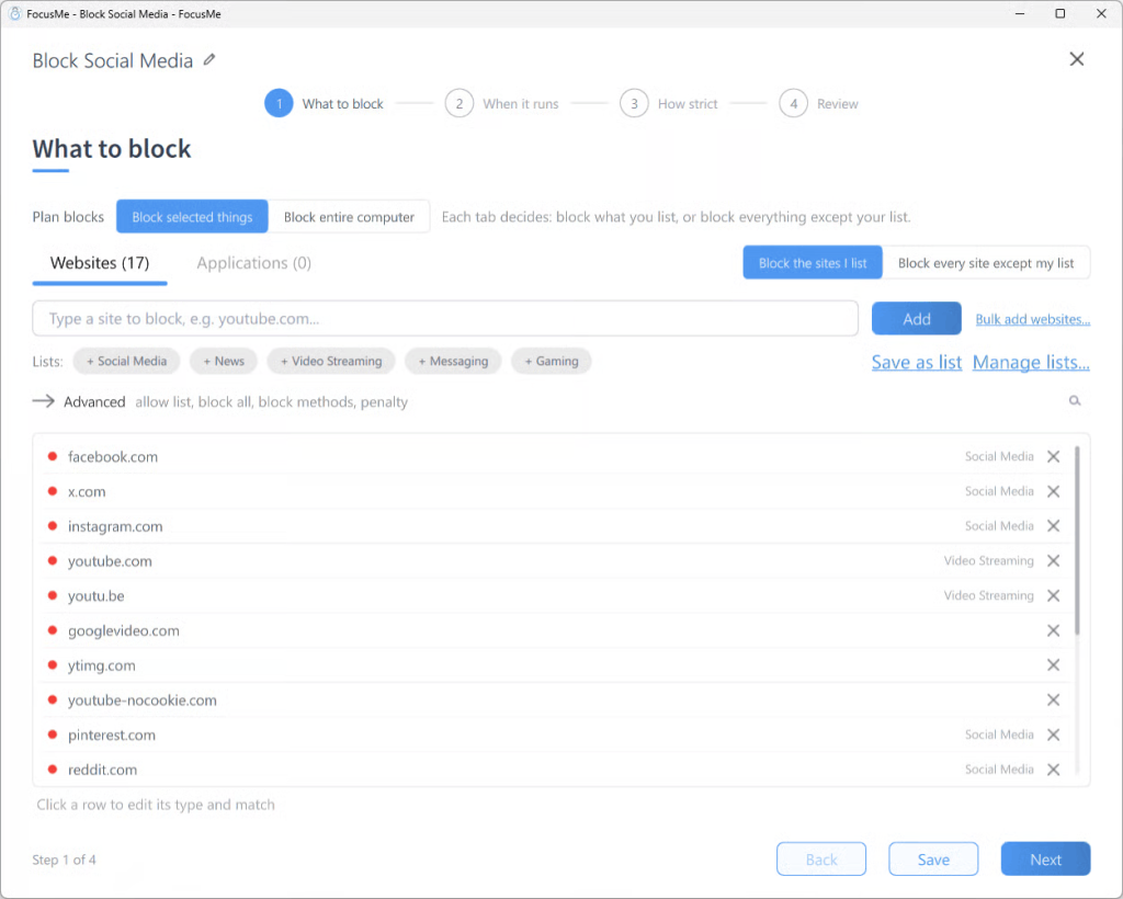 Block YouTube Shorts with FocusMe 